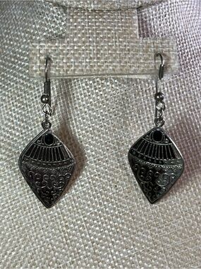 Ornate Silver-Tone Filigree Drop Earrings in Silver